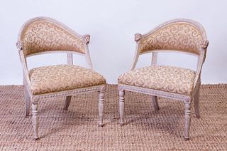 PAIR OF SWEDISH NEOCLASSICAL STYLE PAINTED SPOON-BACK CHAIRS
