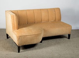 ART DECO STYLE CHENILLE-UPHOLSTERED BANQUETTE