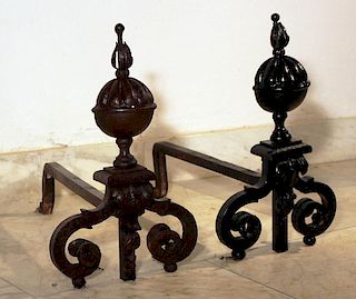 Pair of baroque andirons