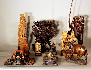 Lot of 10 Asian sculptures