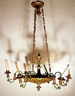 Biedermeier style wooden chandelier