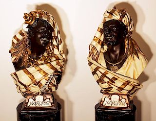 Pair of terracotta busts