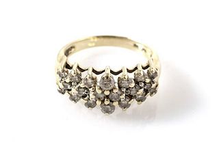 Ladies 14k Gold Diamond Cluster Ring