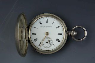 Vintage sterling silver hunter pocket watch by Stewart Dawson & Co. Liverpool 1886 No movements, no key and no crystal. "A. A