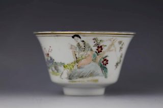 Chinese export famille rose porcelain cup Luo Zong Lin