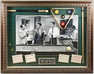 Billiard Themed Rat Pack Display with 4 Autographs