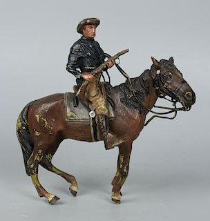 Rare Franz Bergman Bronze "Cowboy on Horse"