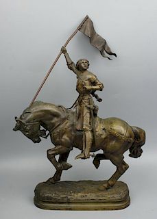 Adrien Gaudez (France, 1845-1902) Bronze "Joan of Arc"