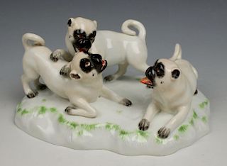 Meissen Figurine 78836 "Three Pugs"