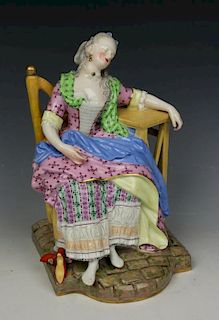 Meissen Acier Figurine E58 "Girl Sleeping in Chair"