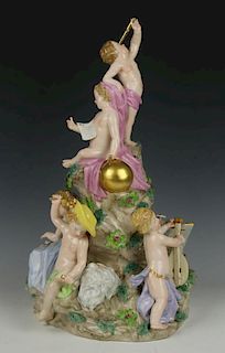 Antique large 14" Nymphenburg figurine "Six Arts"