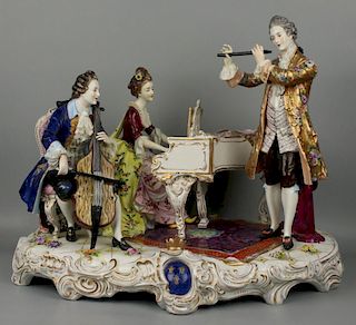 Large 19" Dresden Volkstedt figurine "Musical Trio"