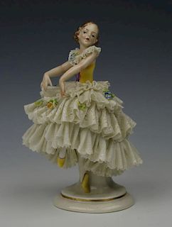 Ackermann & Fritze Dresden lace figurine "Dancing Lady"
