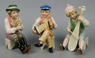 Dresden Volkstedt Karl Ens 3 figurines "Boys Musicians"