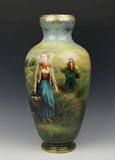 Antique large 14" Royal Bonn hand painted Vase