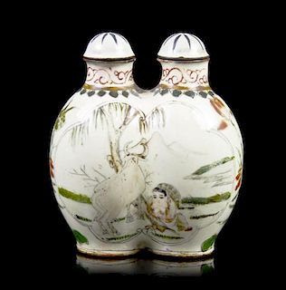 A Canton Enamel Double Snuff Bottle, Height 2 3/4 inches.