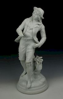 Antique French August Moureau parian figurine "Le Campagnard"