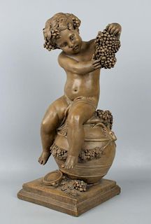 19c French terracotta figurine Fagotto "Young Bacchus"
