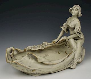 Royal Dux art nouveau figurine "Bowl with Woman"