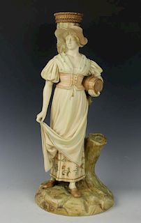 19C Royal Worcester Hadley figurine "Woman with Barrel"