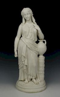 19C English parian figurine "Rebecca at the Well"