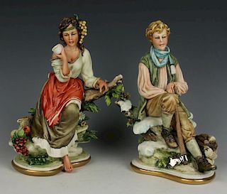 Capodimonte Cazzola figurines "Autumn" & "Winter"