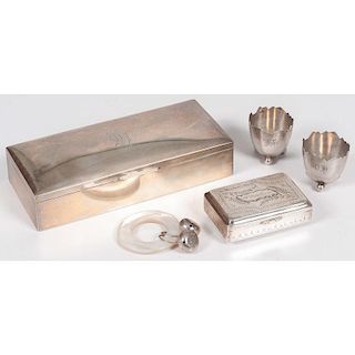 Silver Accessories Including Tiffany Rattle