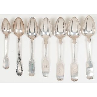 Coin Silver Serving Spoons, Plus
