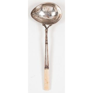 George II Sterling Ladle with Ivory Handle, Possibly by Eliza Godfrey