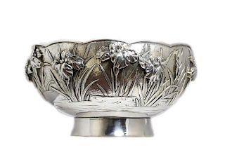 ASIAN STERLING SILVER ORCHID BOWL