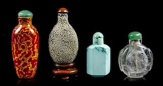 A Group of Four Snuff Bottles, Height of tallest 2 3/4 inches.