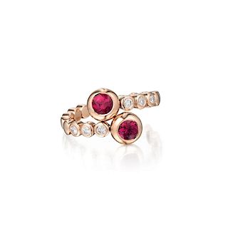 An 18K Rose Gold Ruby and Diamond Ring