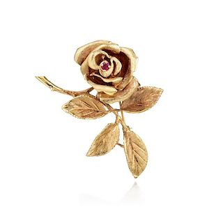 A 14K Gold Rose Pin