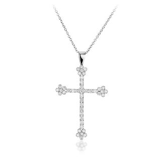 An 18K White Gold Diamond Cross Pendant Necklace
