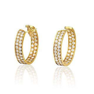 D'Aven 18K Gold Diamond Hoop Earrings