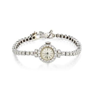 A 14K White Gold Diamond Ladies Watch