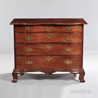 Carved Mahogany Oxbow Serpentine Chest of Drawers