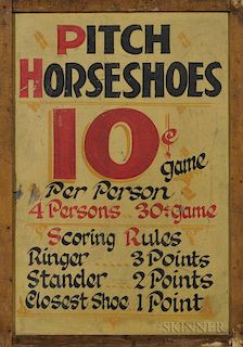 Painted Tin Carnival "Pitch Horse" Sign