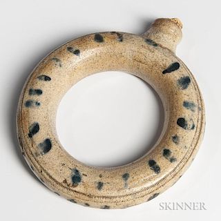 Small Stoneware Cobalt-decorated Ring Flask