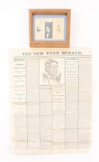 Original Photograph of Abraham Lincoln w/Newspaper