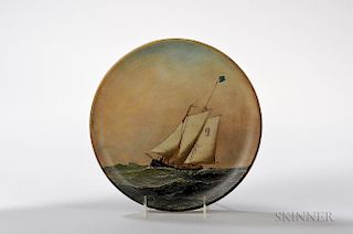 Antonio Nicolo Gasparo Jacobsen (New York/New Jersey/Denmark, 1850-1921)  Pilot Boat No. 9 Painted on a Plate
