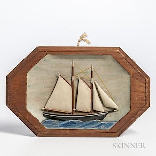 Small Carved and Painted Diorama of the Ship Eleonor