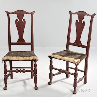 Pair of Queen Anne Red-painted Side Chairs