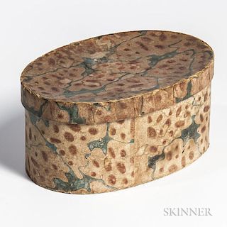 Oval Wallpaper Box Lined with German Language Newspaper