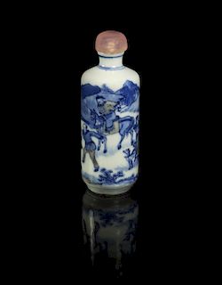 A Porcelain Cylindrical Snuff Bottle, Height 3 1/8 inches.