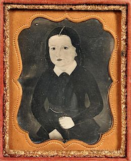 Ninth-plate Daguerreotype of a Prior-Hamblin School Folk Portrait of a Girl