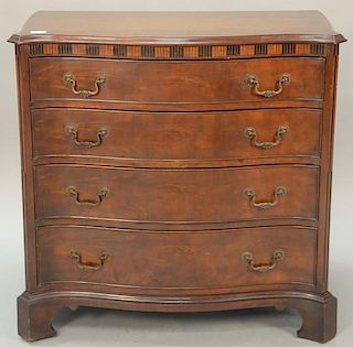Olde Colony Furniture mahogany inlaid bachelor chest with four drawers. ht. 33in., wd. 34in., dp. 18in.