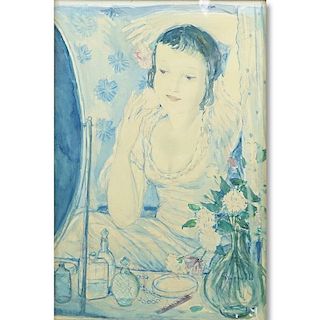 Isaac Grünewald, Swedish  (1889-1946) Watercolor, Lady at Her Dressing Table