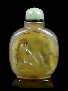 A Silhouette Agate Snuff Bottle, Height 2 1/8 inches.