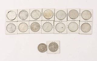 16 US Peace Silver Dollars, '21, '22, '23, '26